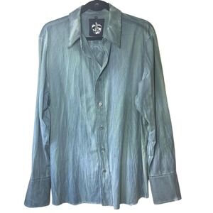 Black Hearts Brigade Y2K Mens Button Up Shirt L Tie Dye Graphic Emo Indie Sleaze